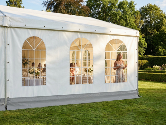 Marquee sidewall with window, 6 m white and grey, polyethylene tarpaulin - product detail