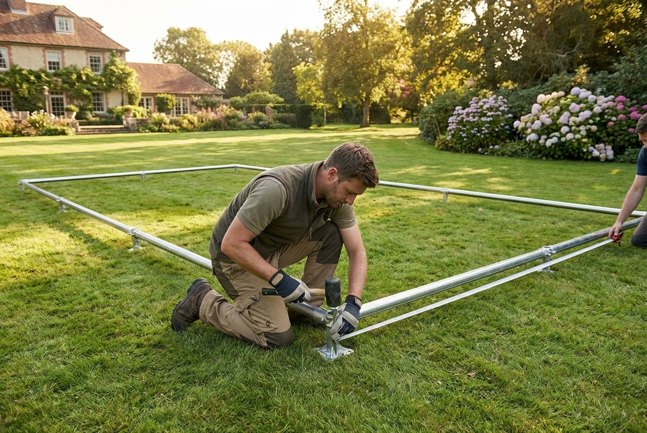 Galvanised steel marquee frame 5x12m, ideal for event use