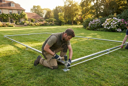 Galvanised steel marquee frame 5x12m, ideal for event use