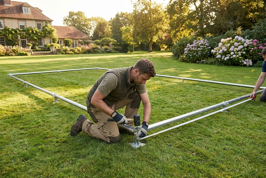 Galvanised steel marquee frame 5x12m, ideal for event use