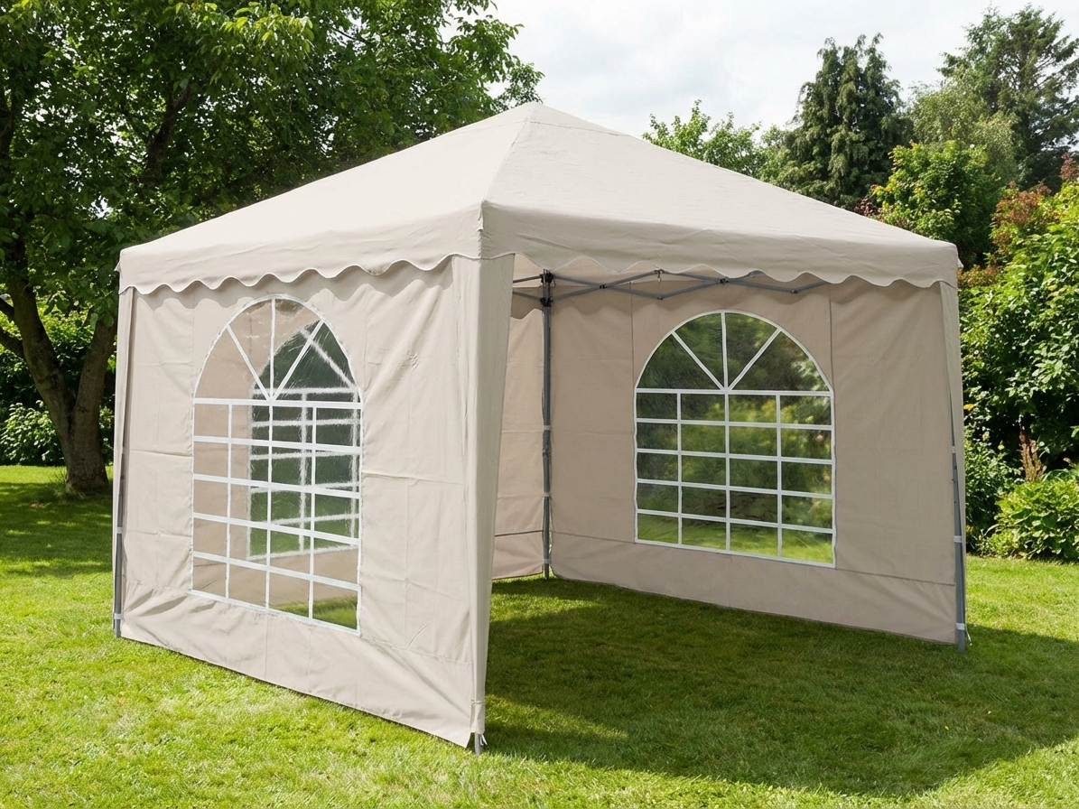 Sand coloured 3x3 m marquee for outdoor events - product detail