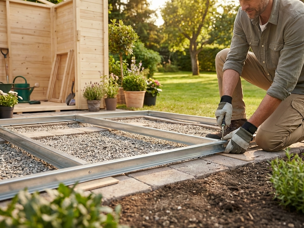 Steel floor frame for garden shed in silver - view 3