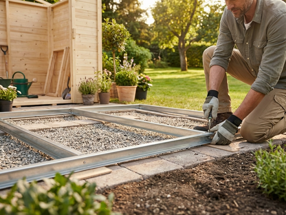 Steel floor frame for garden shed in silver - view 3