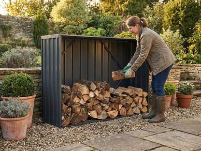 Anthracite wood storage raised garden bed made of galvanised steel - product detail