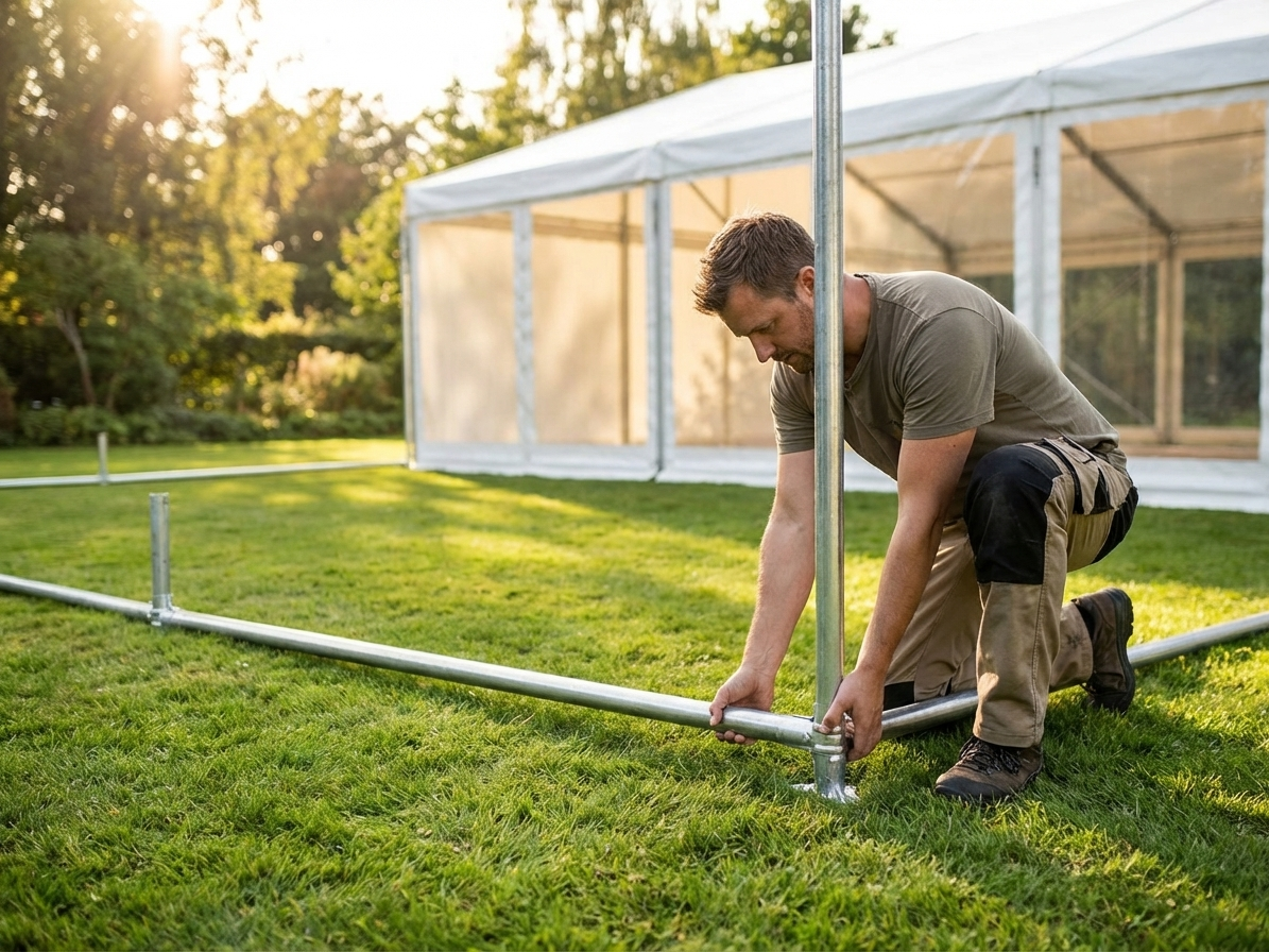 Galvanised steel ground bar frame for 5x10 m marquee - view 3