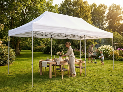 White pop-up gazebo 4x6 m with steel frame for outdoor events - view 3