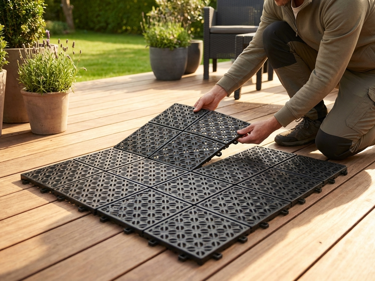 Black plastic flooring made from high-quality polyethylene - product detail