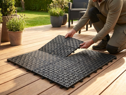 Black plastic flooring made from high-quality polyethylene - product detail