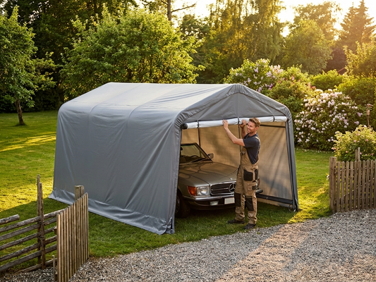 Grey polyethylene roof cover for portable garage, 3.3x4.8 m - product detail