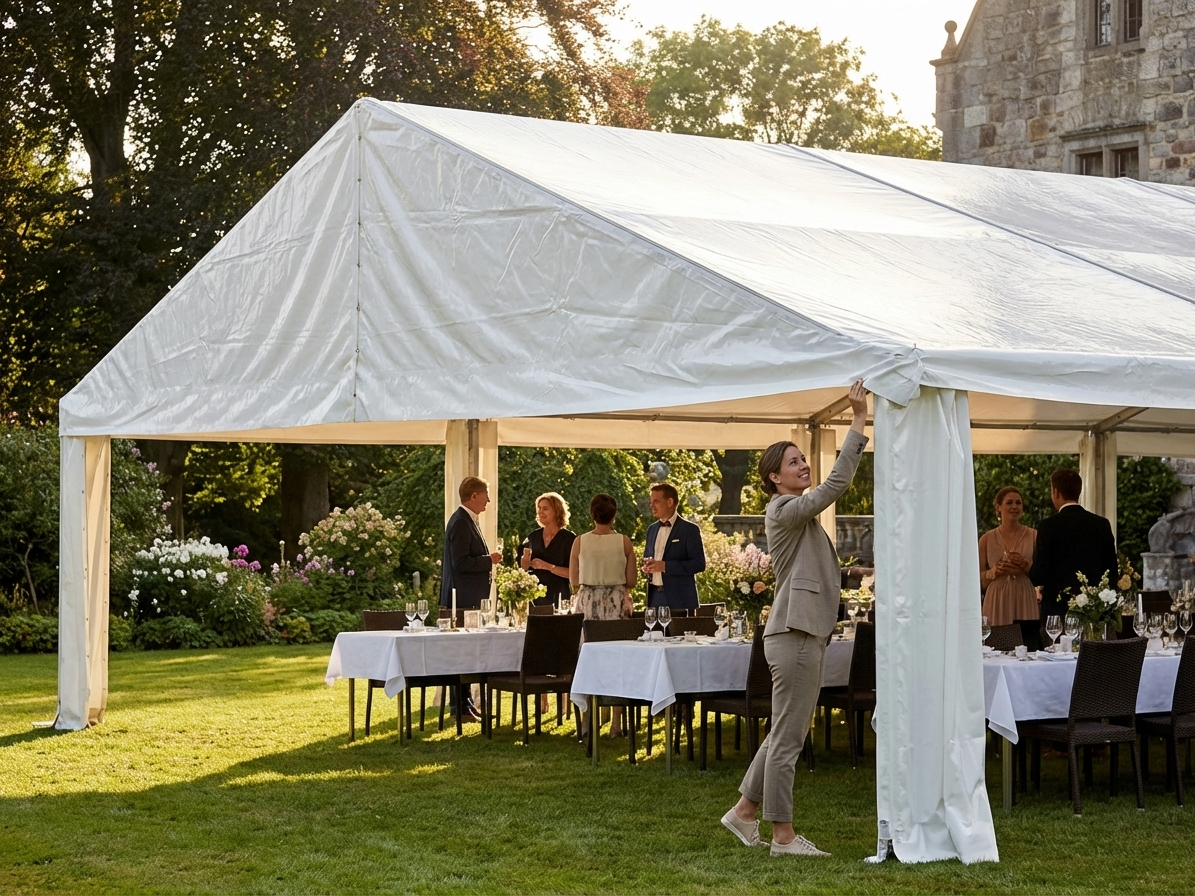 White PVC marquee roof cover 8x16 m for outdoor events