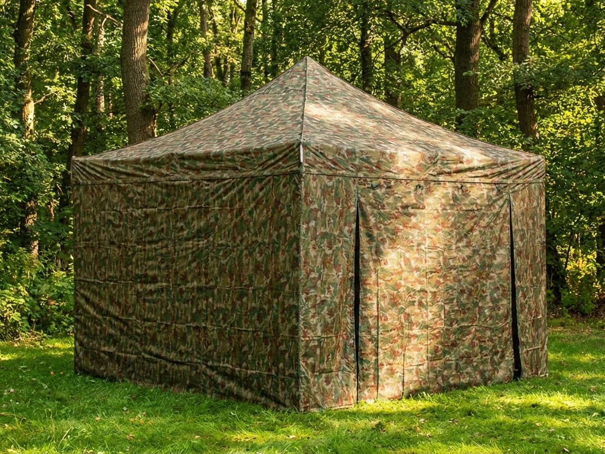 Camouflage pop-up gazebo with steel frame for outdoor use - product detail