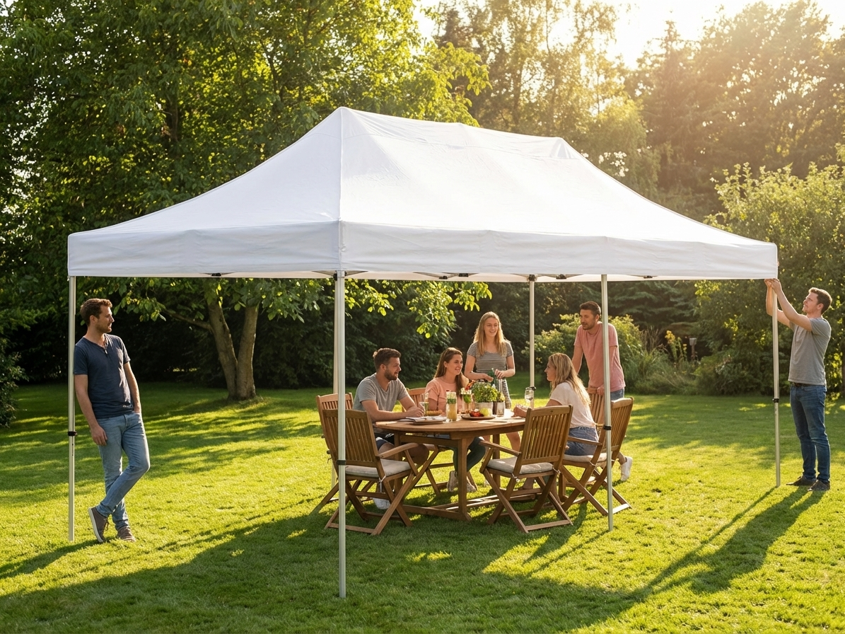 White pop-up gazebo with aluminium frame, 3x6 m - view 3