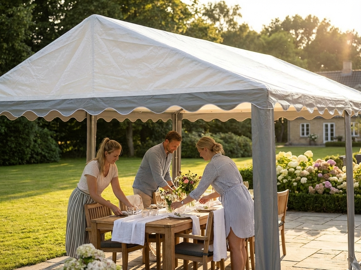 White and grey marquee roof cover in polyethylene, 3x6 meters - view 3