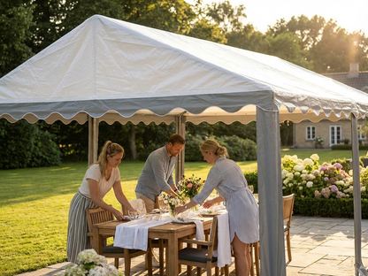 White and grey marquee roof cover in polyethylene, 3x6 meters - view 3