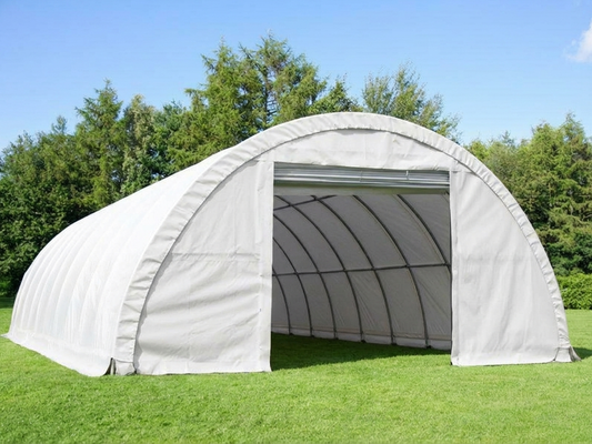 White arched storage tent made from PVC, suitable for industrial use - product detail