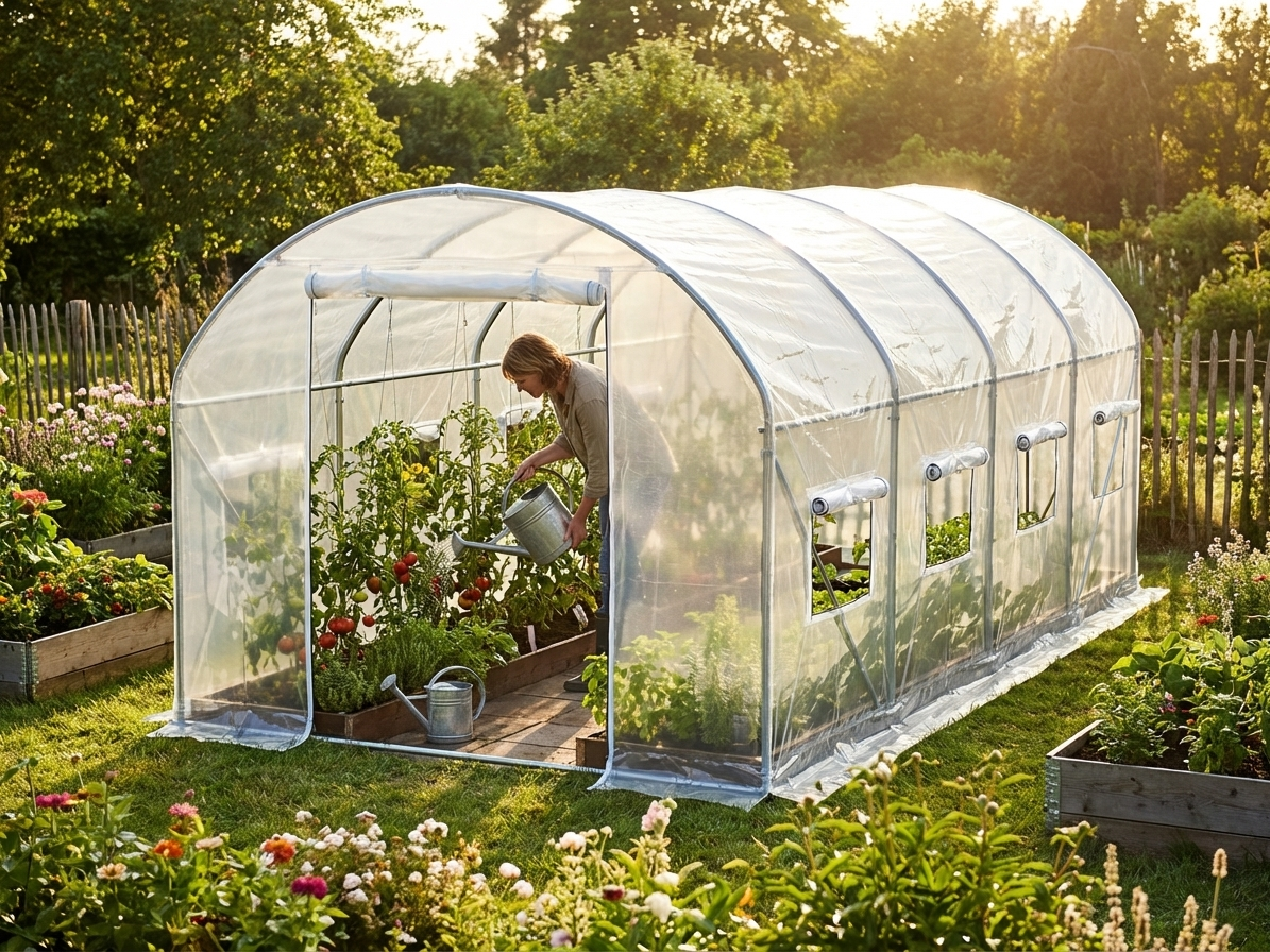 Transparent polytunnel greenhouse cover, 180 micron for UV and water resistance