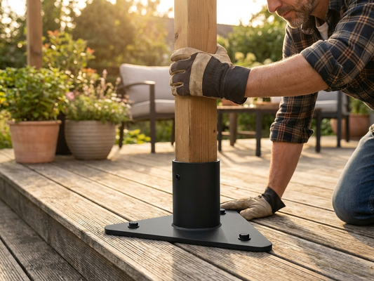 Steel foot base in grey, ideal for industrial use