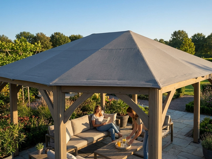 Grey gazebo roof cover for 4x6 m structure, polyester material