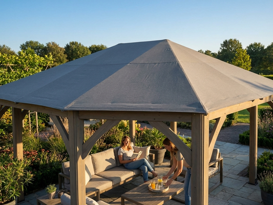 Grey gazebo roof cover for 4x6 m structure, polyester material