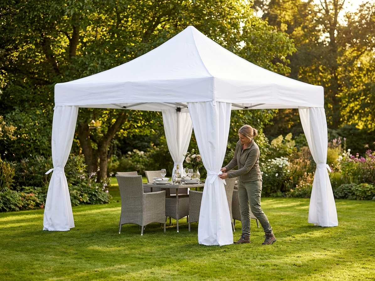 White curtain sidewalls for event tents made from polyester with PVC backing - view 3
