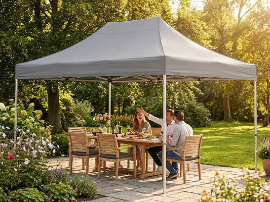 Grey gazebo roof cover in 4x8m size made from 300D polyester with PVC backing