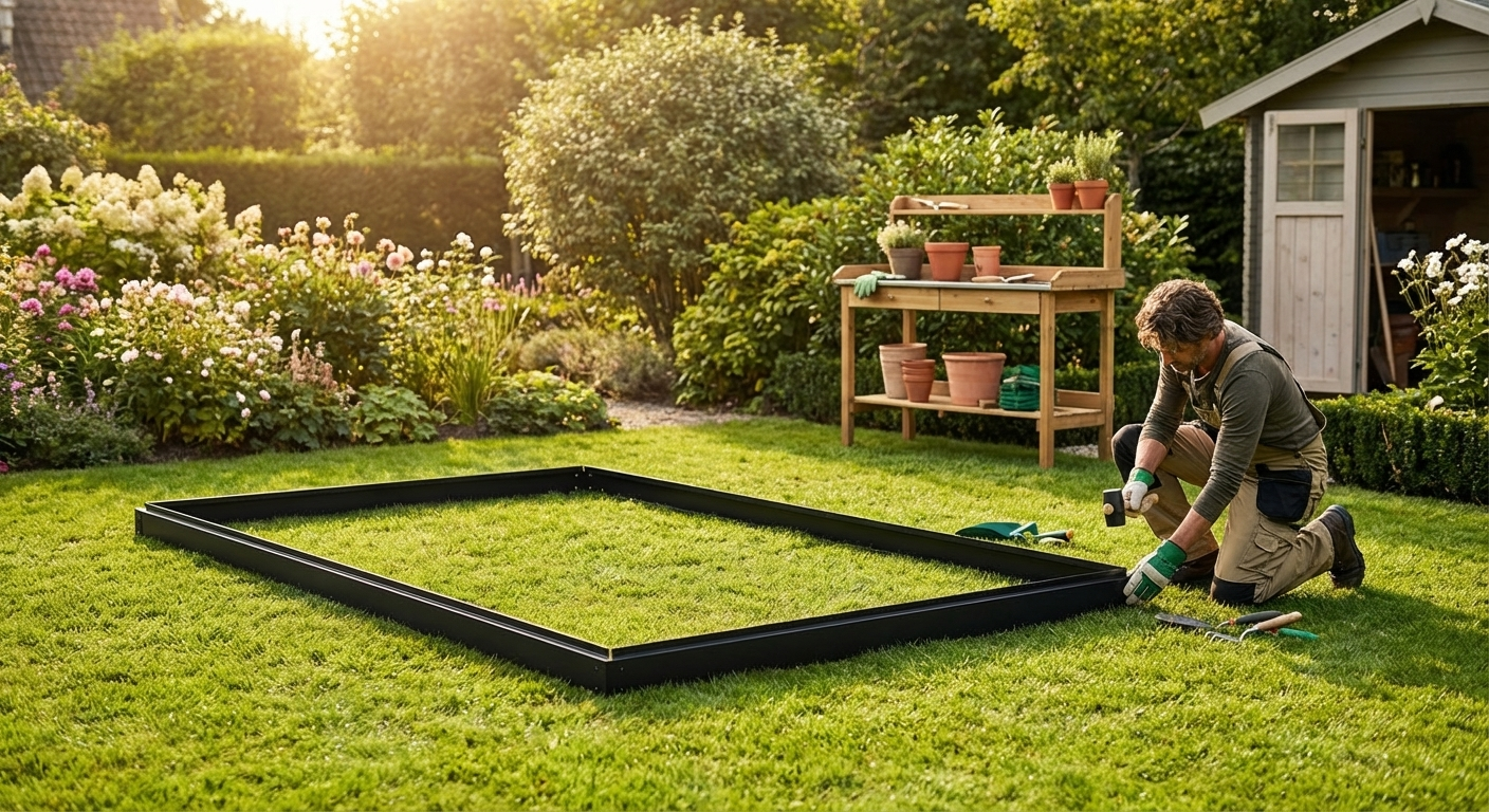 Greenhouse base in black, 11.8 m², galvanised steel construction - view 3
