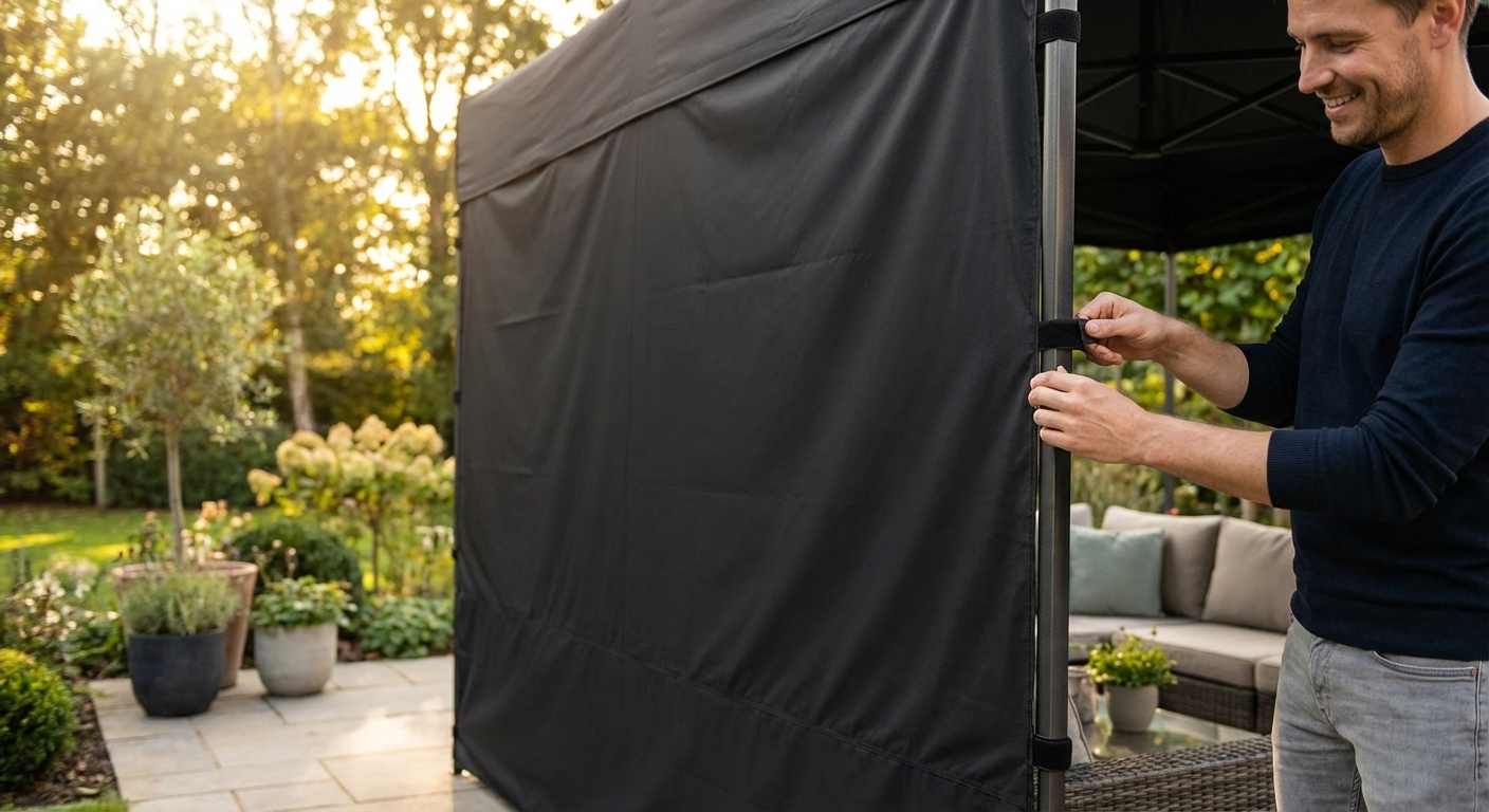 Black tent sidewall for outdoor events, 4.5m in length - view 3