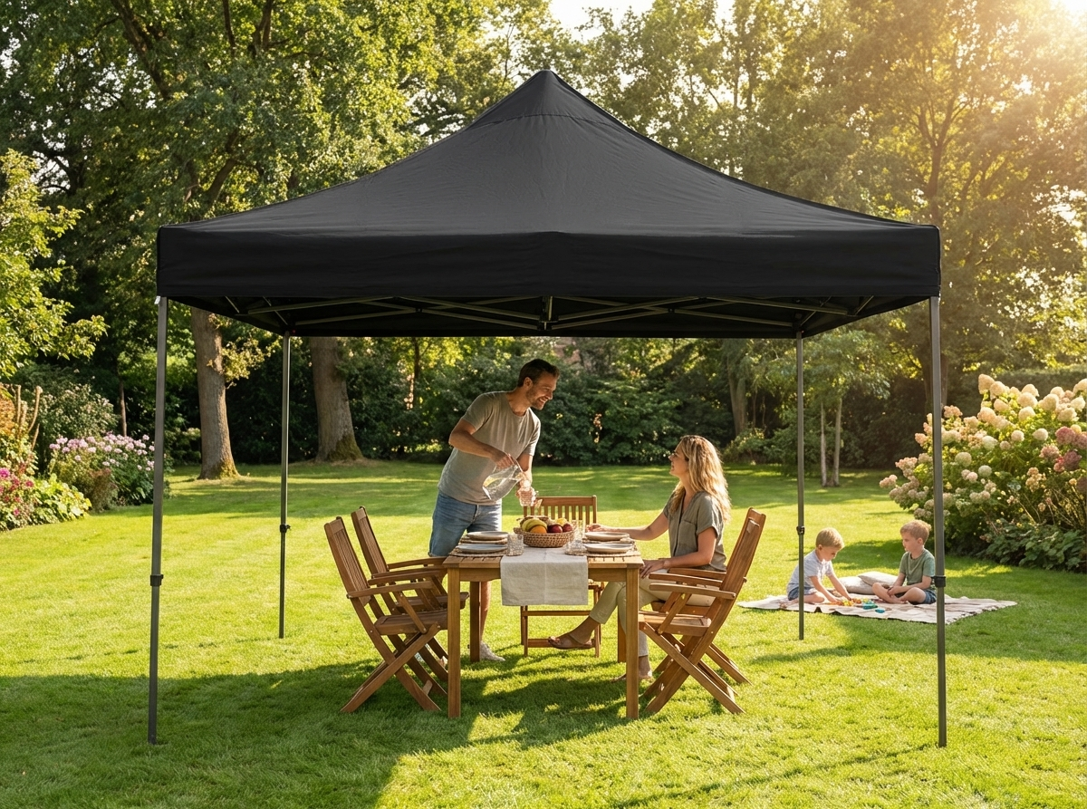 Pop Up Gazebo 4x4 m Black Outdoor Shelter - view 3