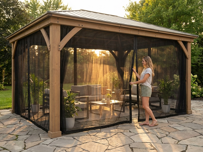Black mesh curtain for gazebo, 4x6 metres - view 3