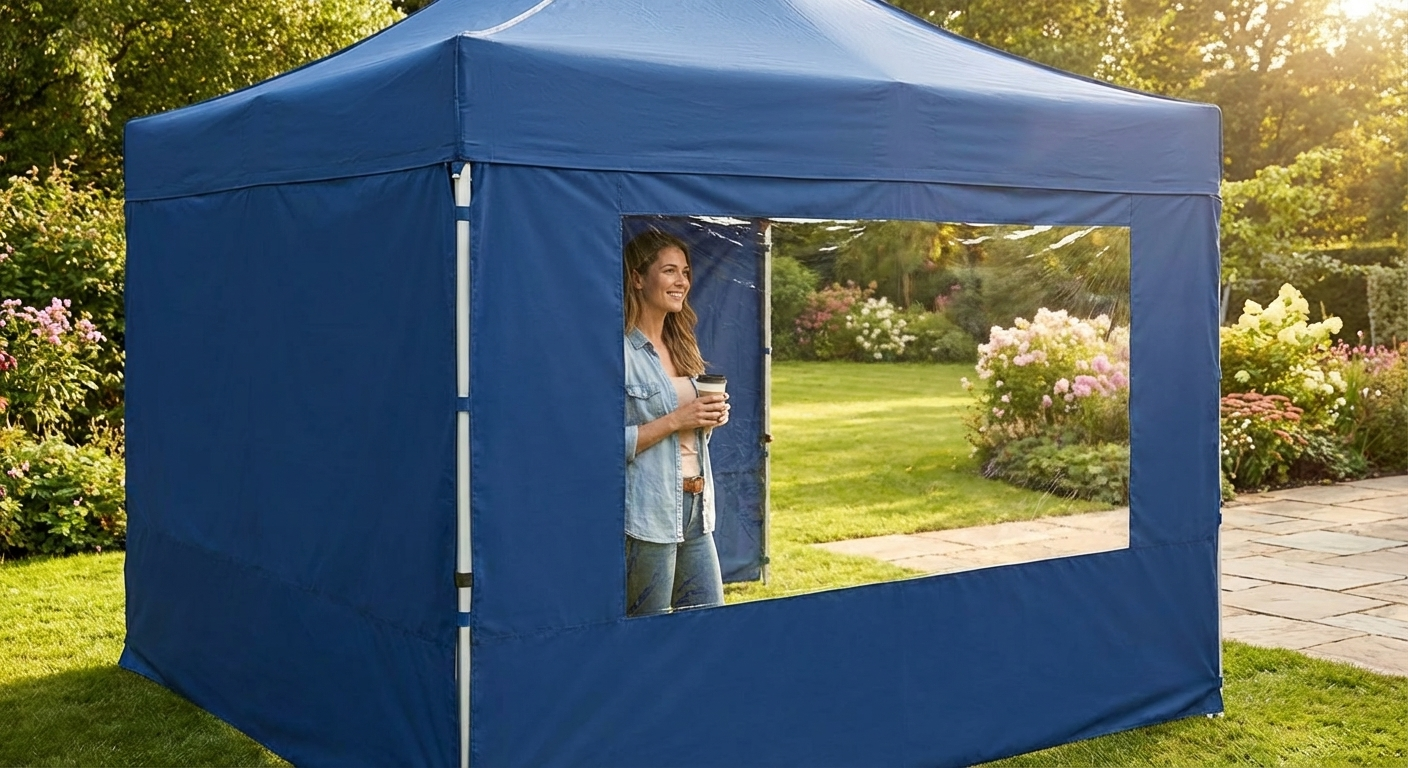 Blue sidewall with panorama window for event tents - view 3