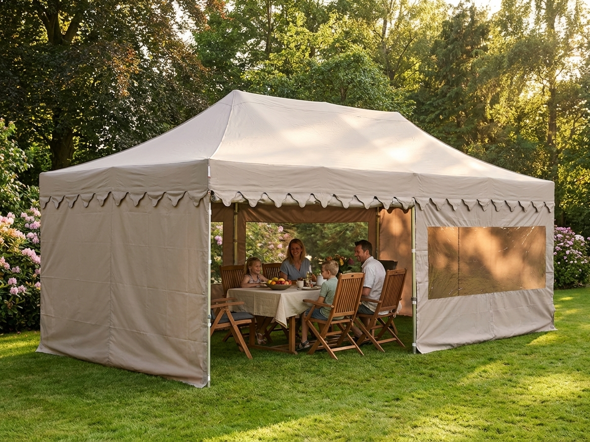 Pop up gazebo 4x8m in latte with steel frame for outdoor events