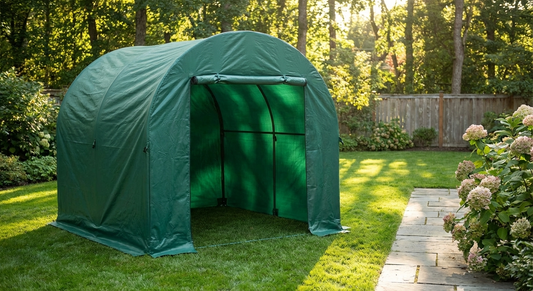 Green heavy duty PVC storage tent 2.4x3.6x2.34 m - product detail