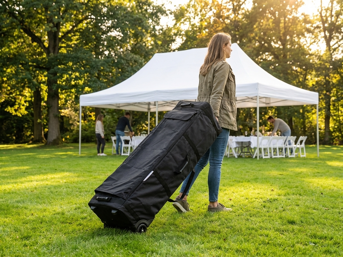 Black wheeled carry bag made from 600D polyester, ideal for event transport - view 3