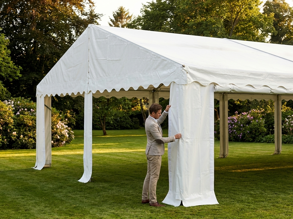 White PVC roof cover for 6x12m marquee