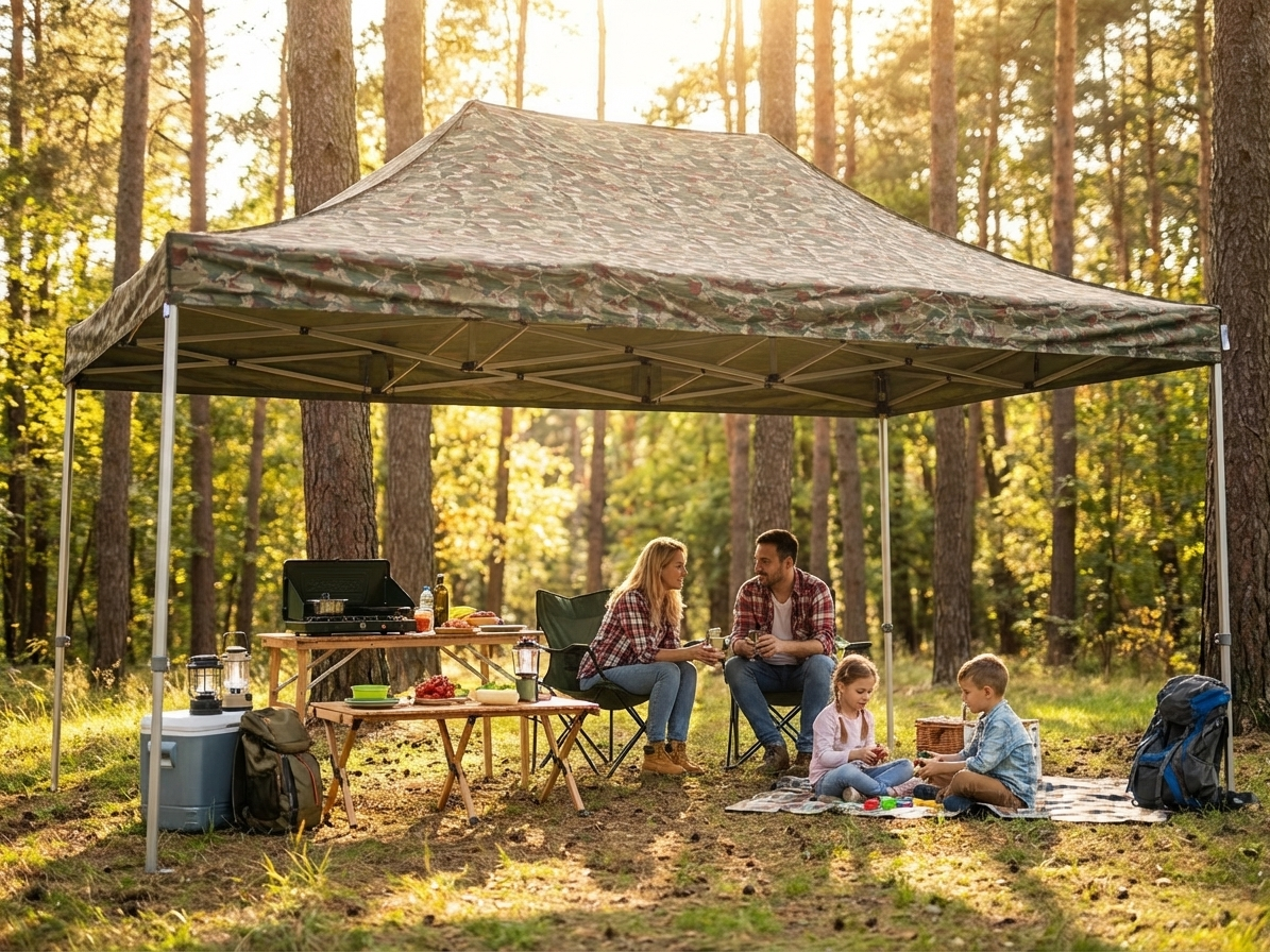 Pop up gazebo in camouflage with aluminium frame, 4x6m size - product detail