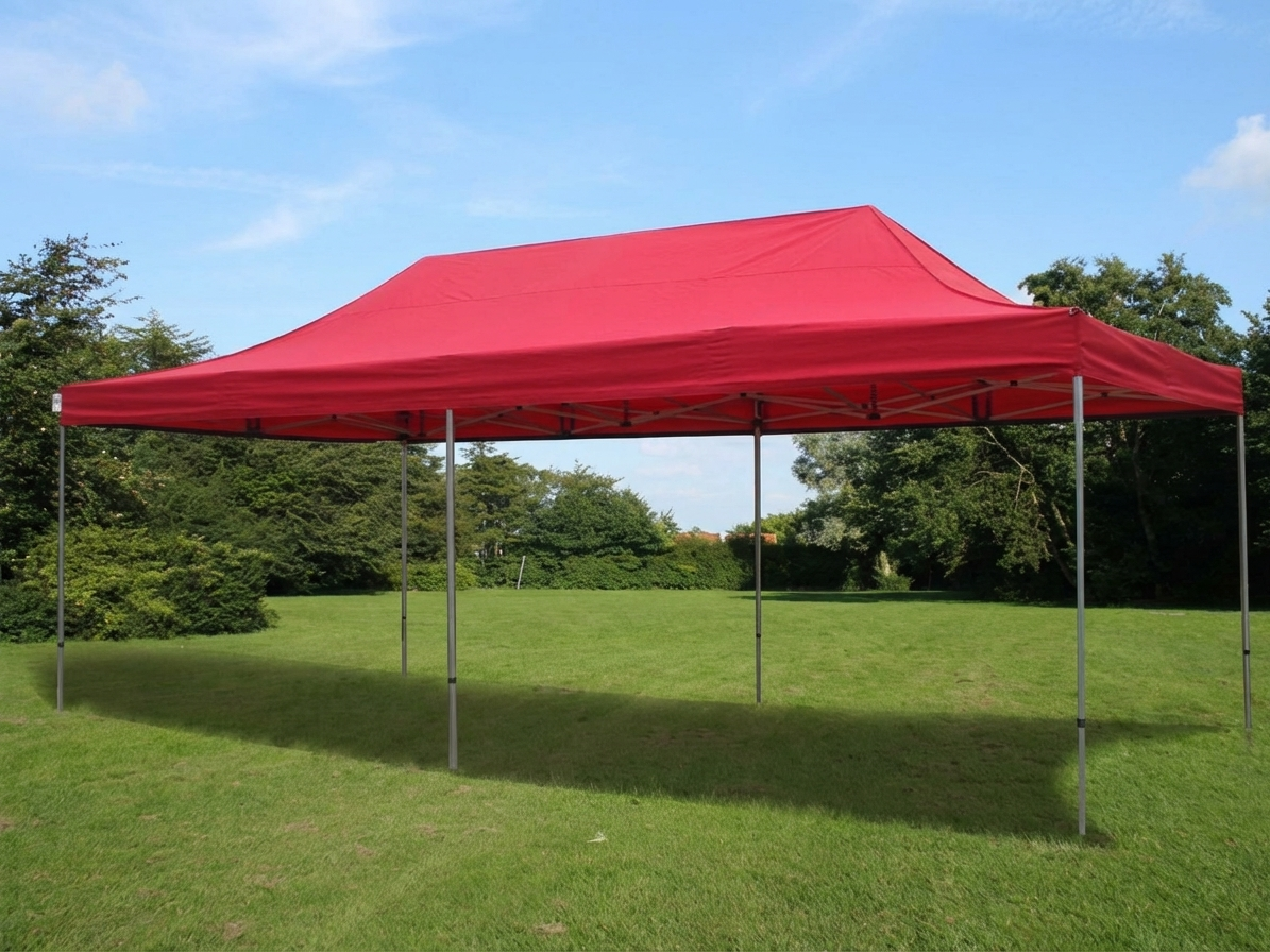 Red pop-up gazebo with aluminium frame for outdoor events
