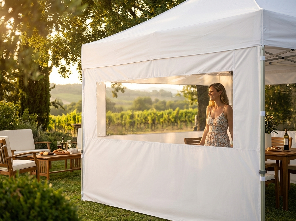 Sidewall with panorama window, 3m white, for outdoor events