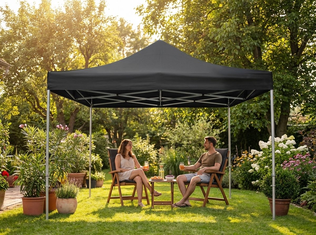 Black pop-up gazebo with aluminium frame, suitable for outdoor events - view 3