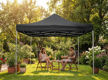 Black pop-up gazebo with aluminium frame, suitable for outdoor events - view 3