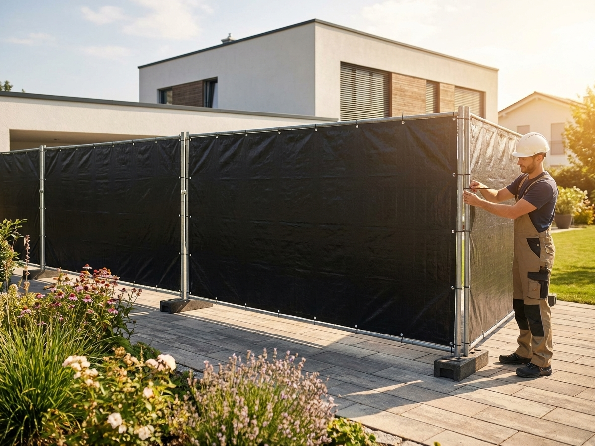 Black fence tarpaulin 1.76x3.41 m for outdoor protection - view 3