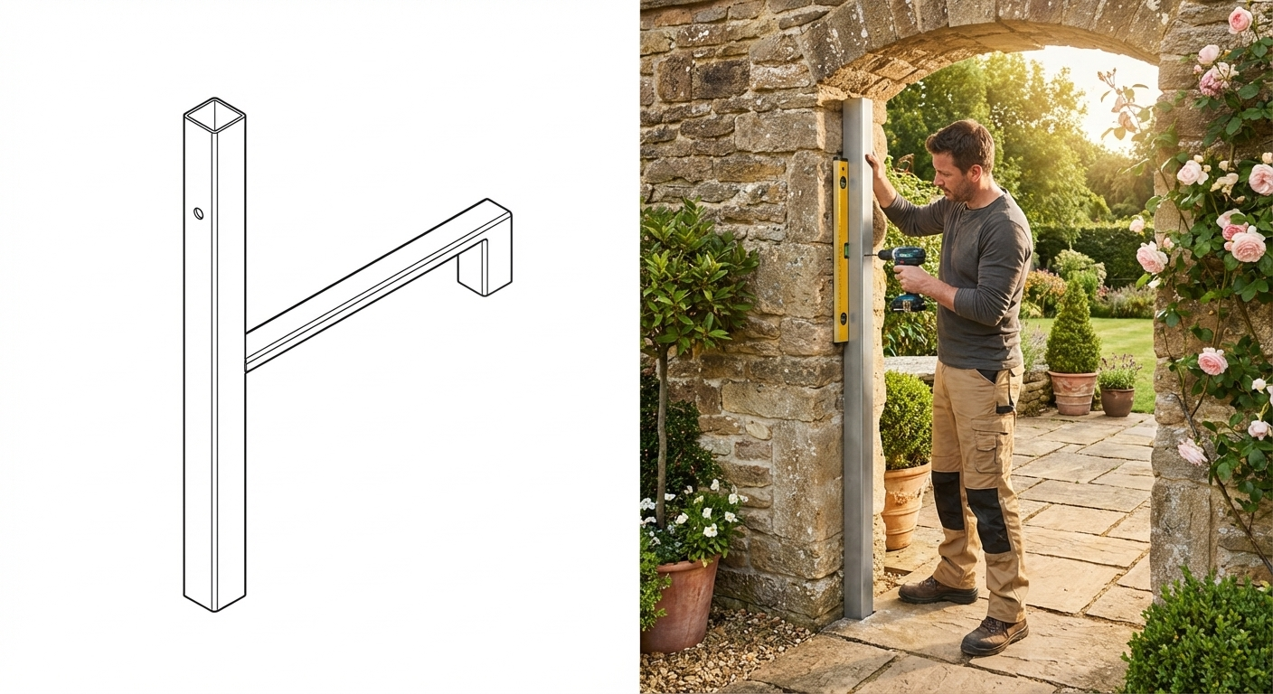 Galvanised steel door pillar, 1530 mm, silver colour, industrial use