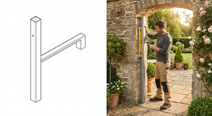 Galvanised steel door pillar, 1530 mm, silver colour, industrial use