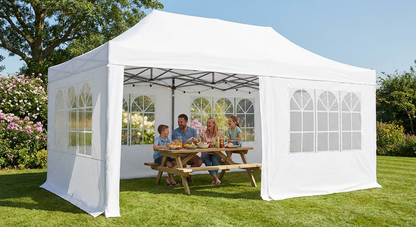 White Pop Up Gazebo 4x6m with Flame Retardant Steel Frame - product detail
