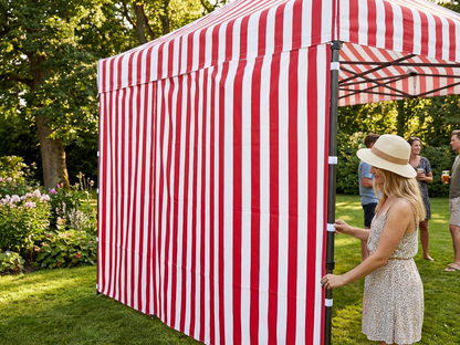 Striped sidewall for outdoor events in white and red - product detail