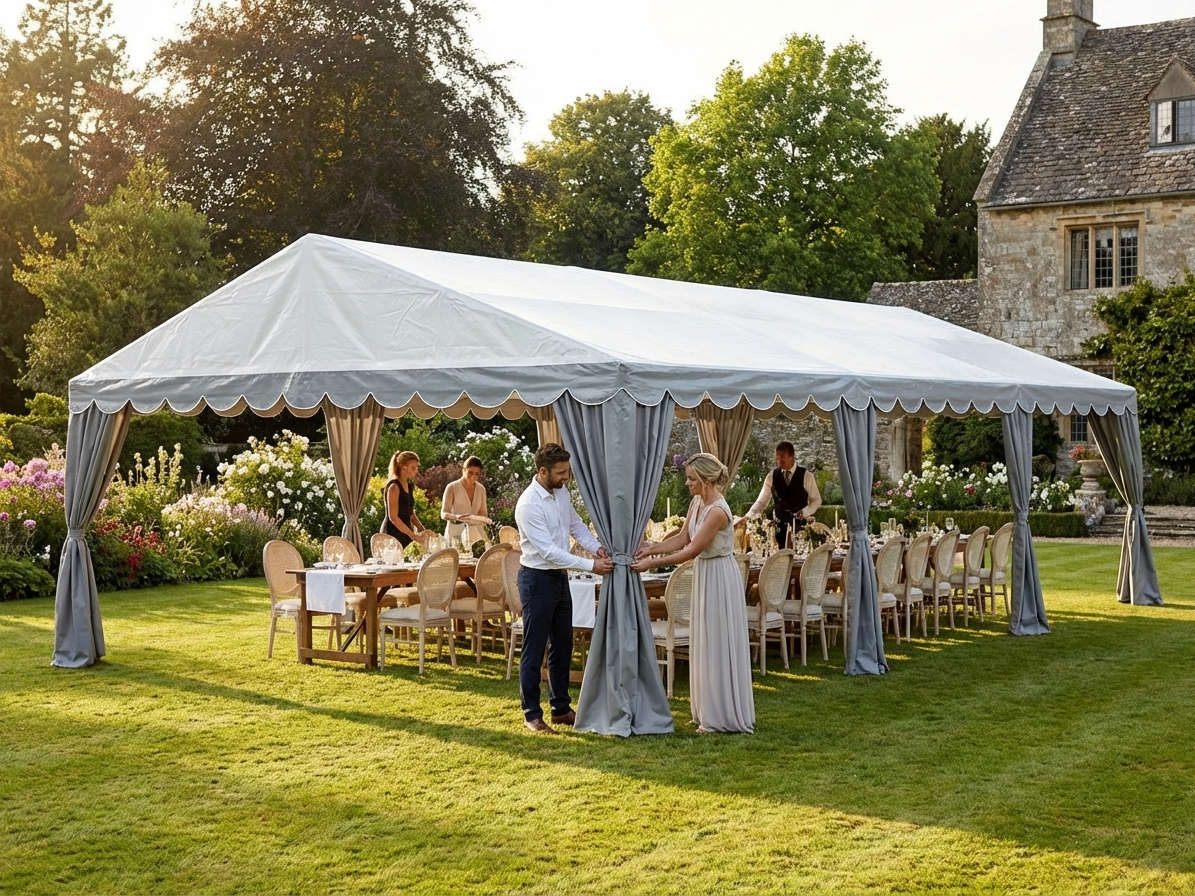 PVC roof cover for 6x12 m marquee in white and grey - product detail