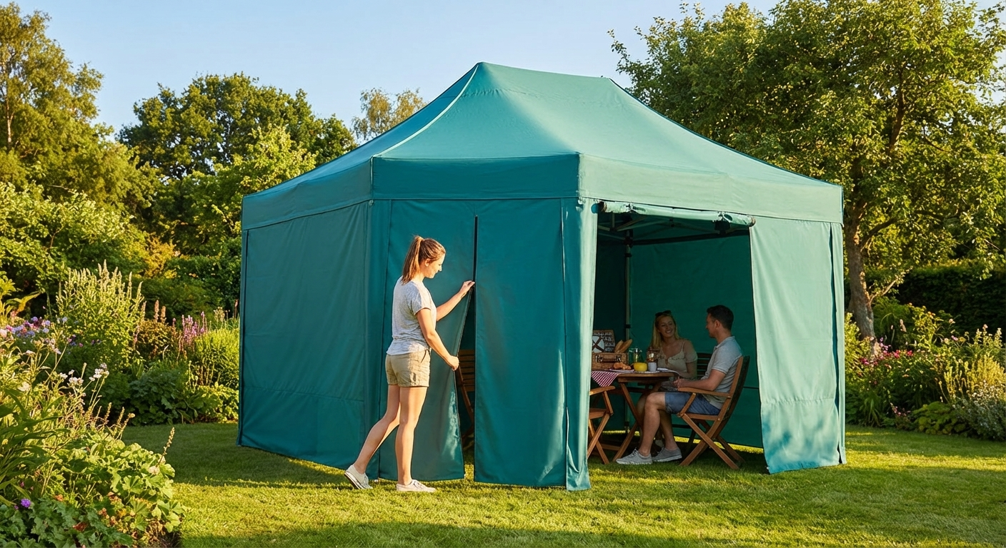 Green gazebo sidewall kit 3x3 m for outdoor events - view 3