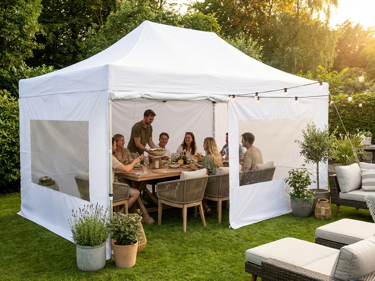 White pop up gazebo 4x6 m with flame retardant features for outdoor events - product detail