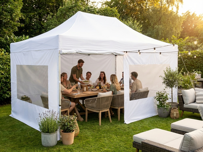 White pop up gazebo 4x6 m with flame retardant features for outdoor events - product detail
