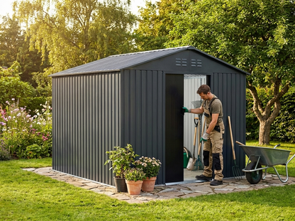 Anthracite garden shed made from zinc coated steel - product detail