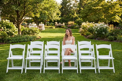 Padded folding chairs in white with PU leather and PP frame - product detail